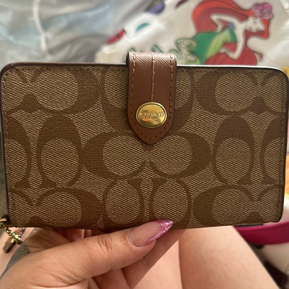 Coach Tan and Brown Signature Wallet